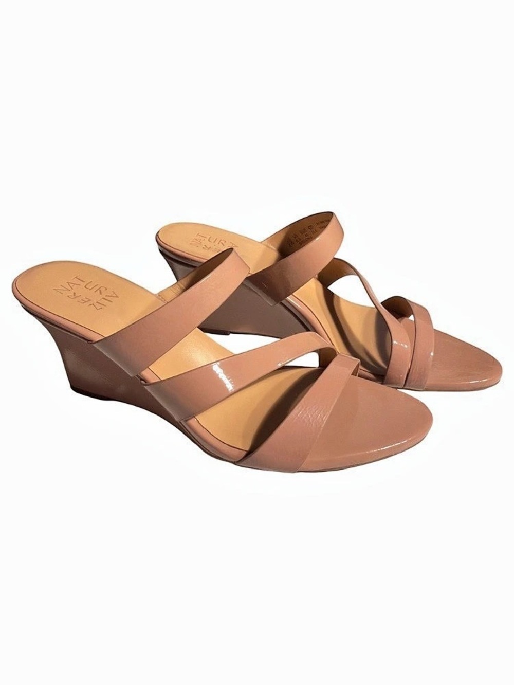 Naturalizer Breona Women’s Taupe Patent Wedge Sandals Size 9